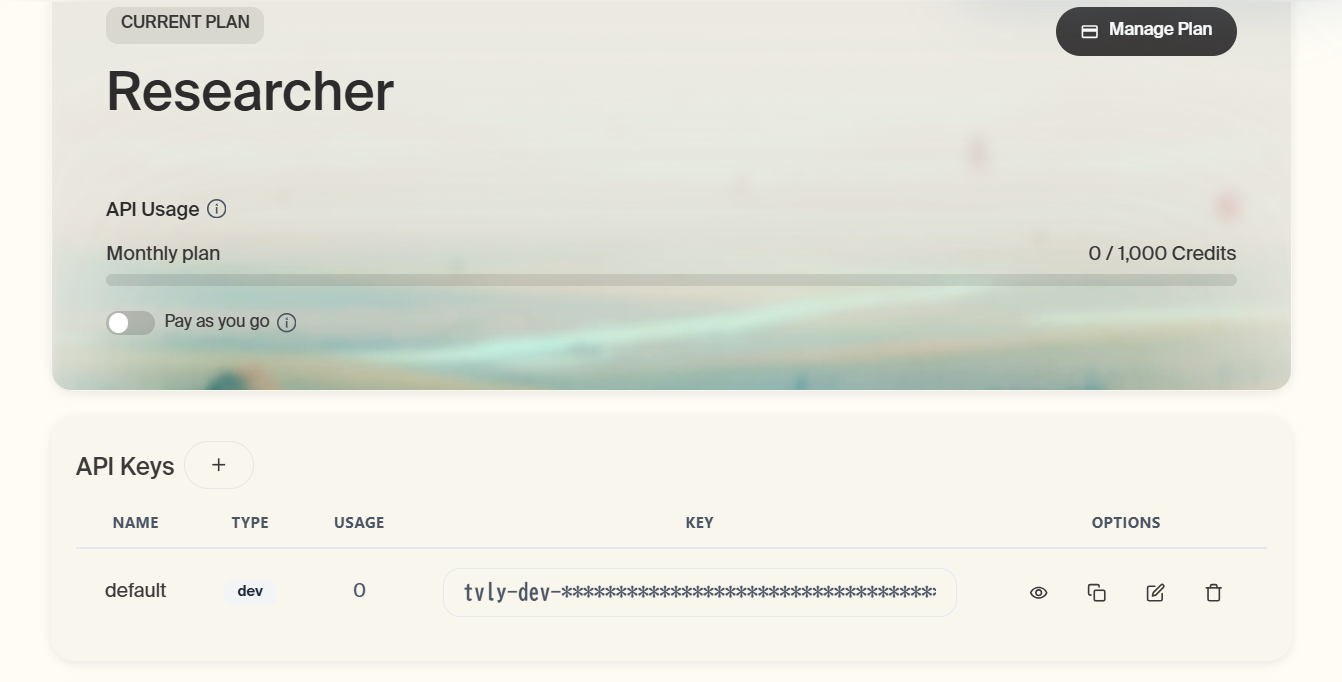 Tavily API Key Setup